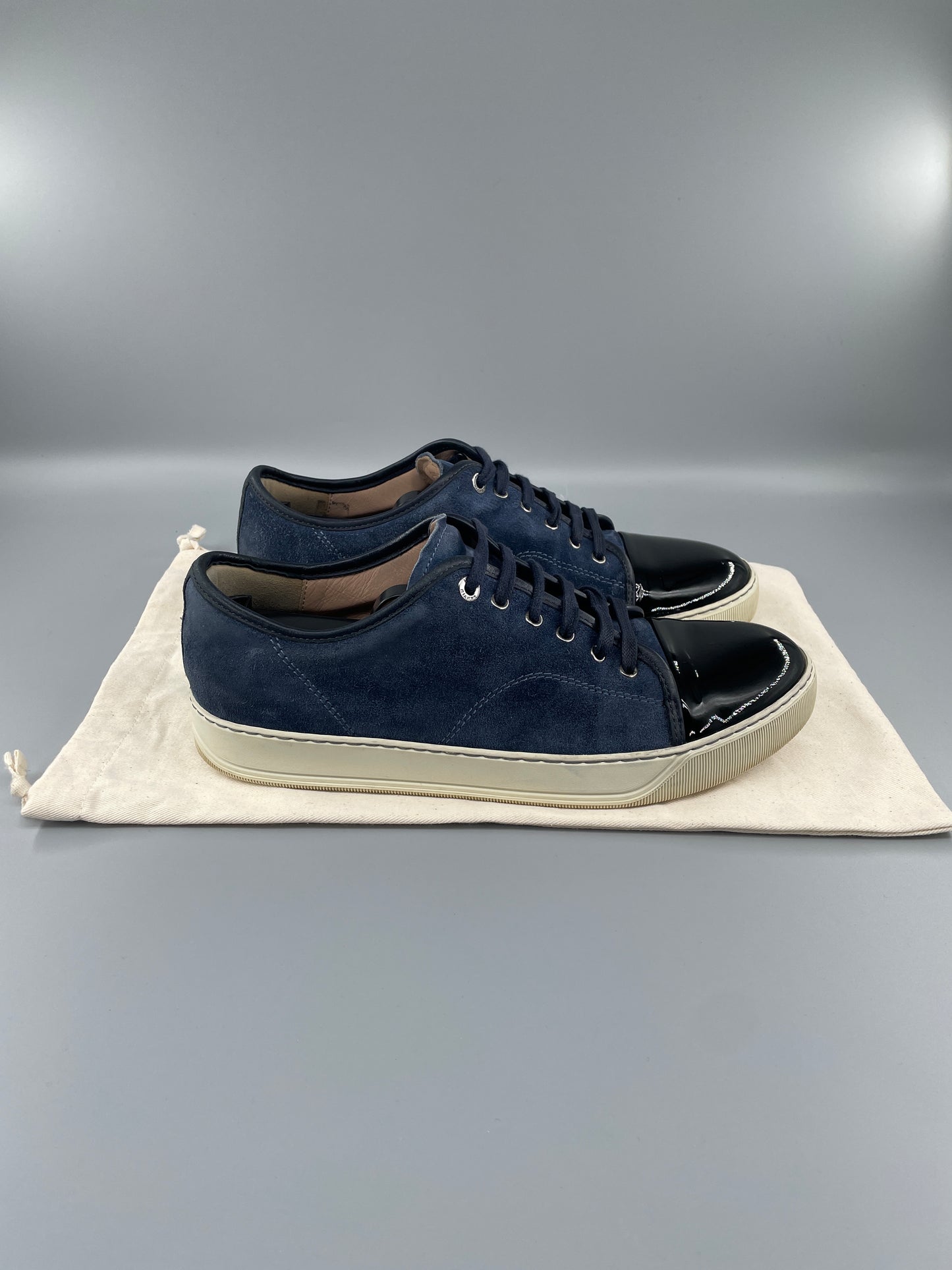 Lanvin Patent Cap Toe Sneaker Navy 43 | UK9