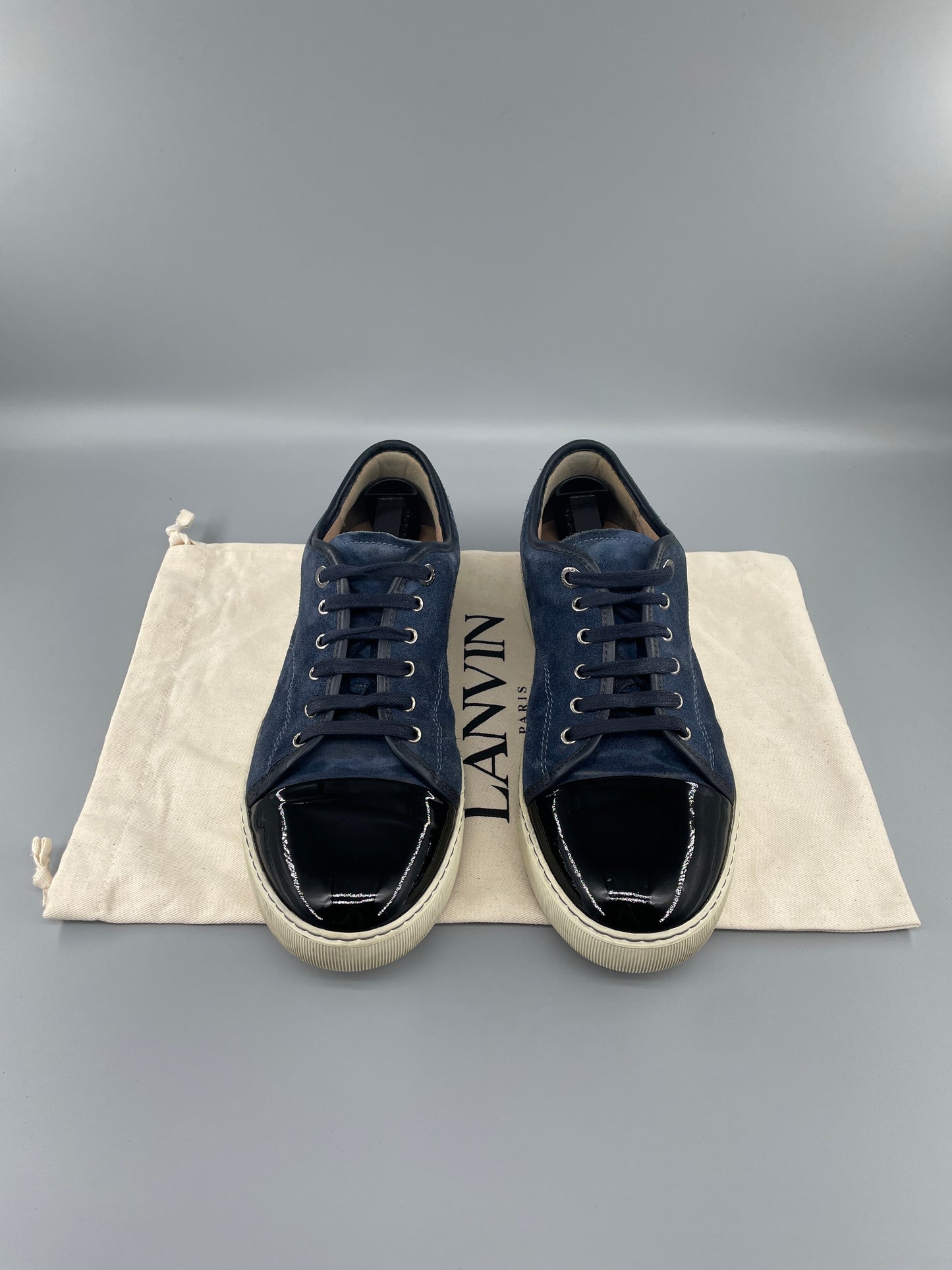 Lanvin Patent Cap Toe Sneaker Navy 43 | UK9