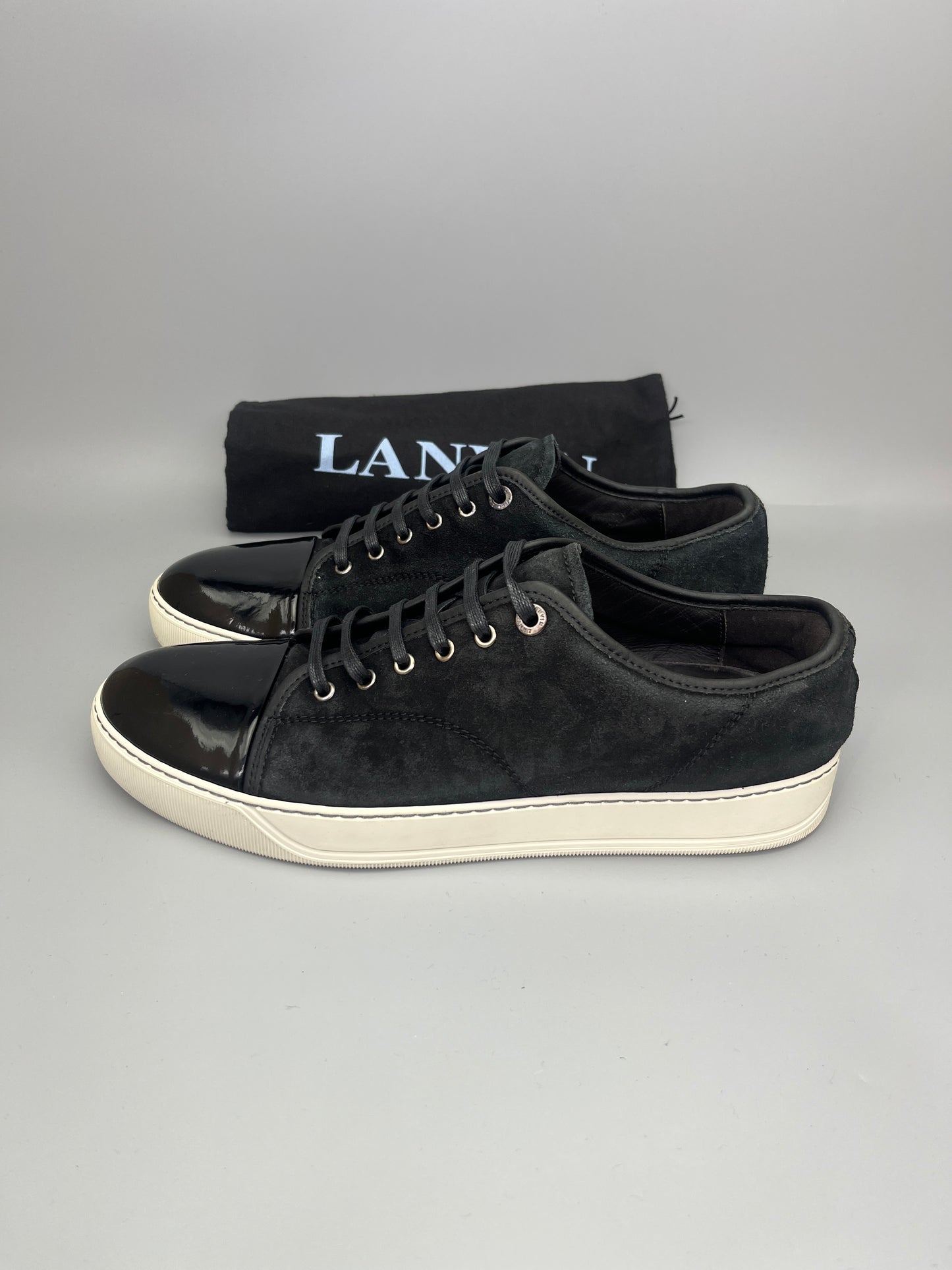 Lanvin Dbb1 Patent Cap Toe Sneaker Black | 44