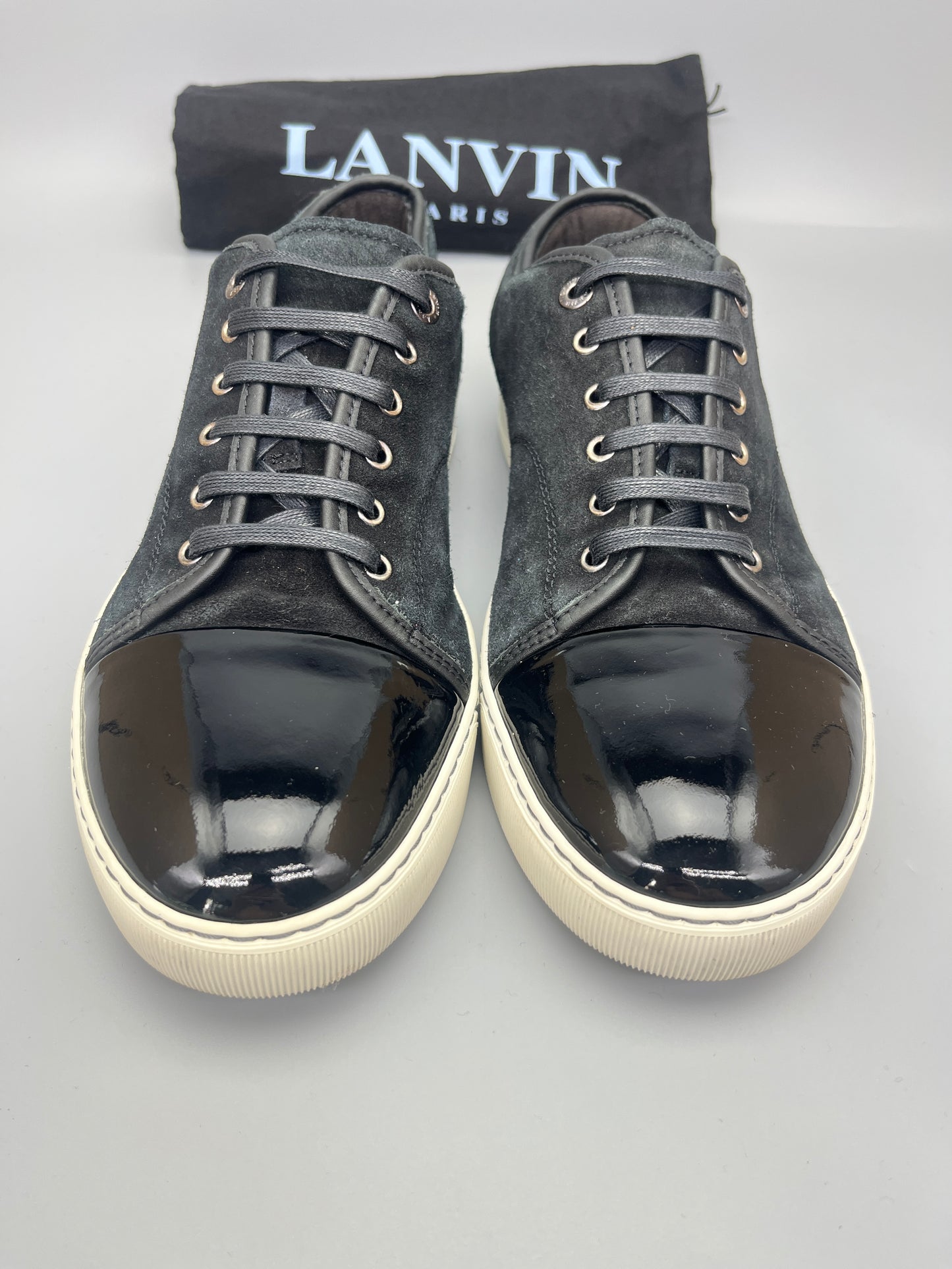 Lanvin Dbb1 Patent Cap Toe Sneaker Black | 44
