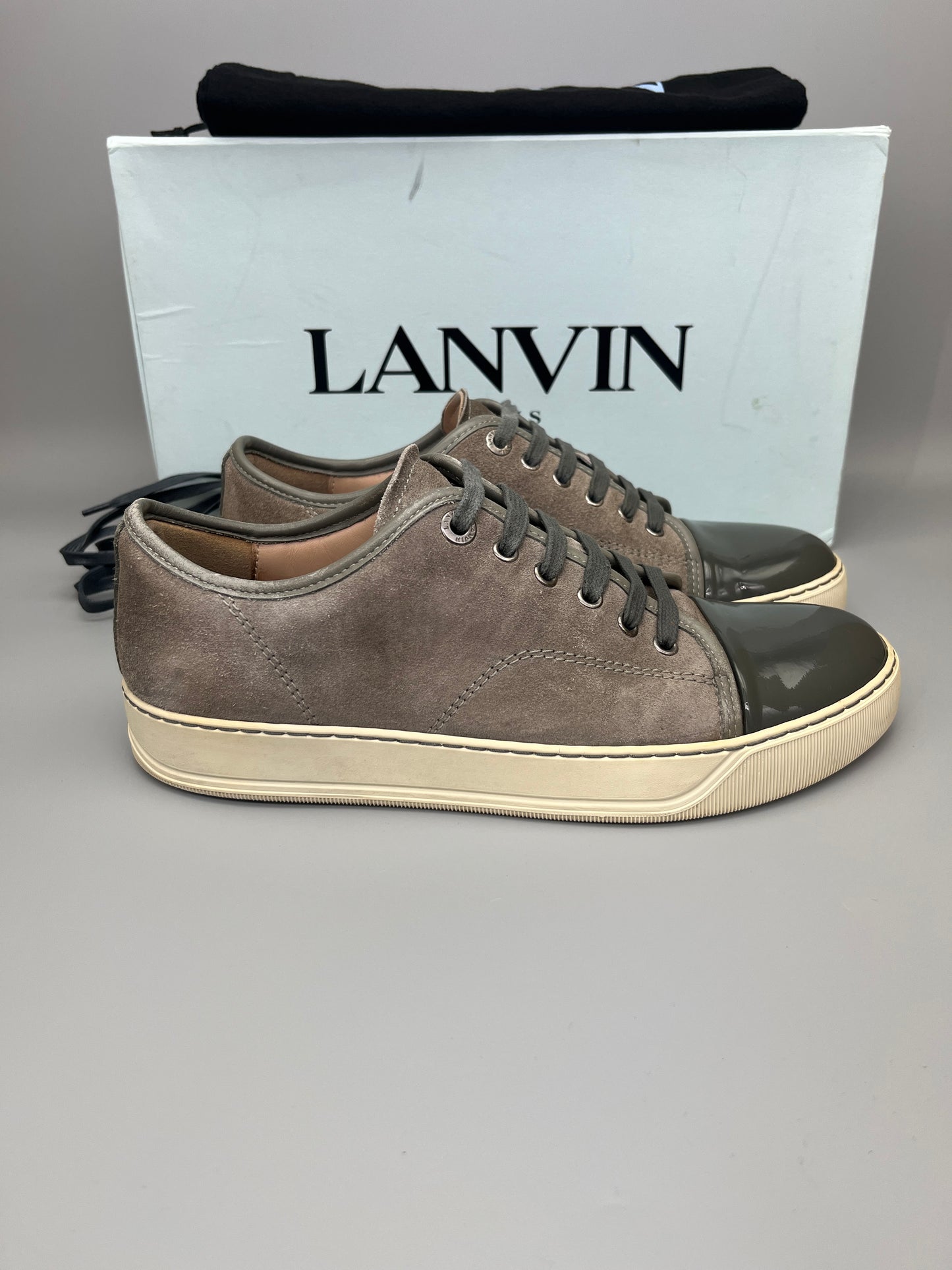 Lanvin Dbb1 Patent Cap Toe Sneaker Grey | 39