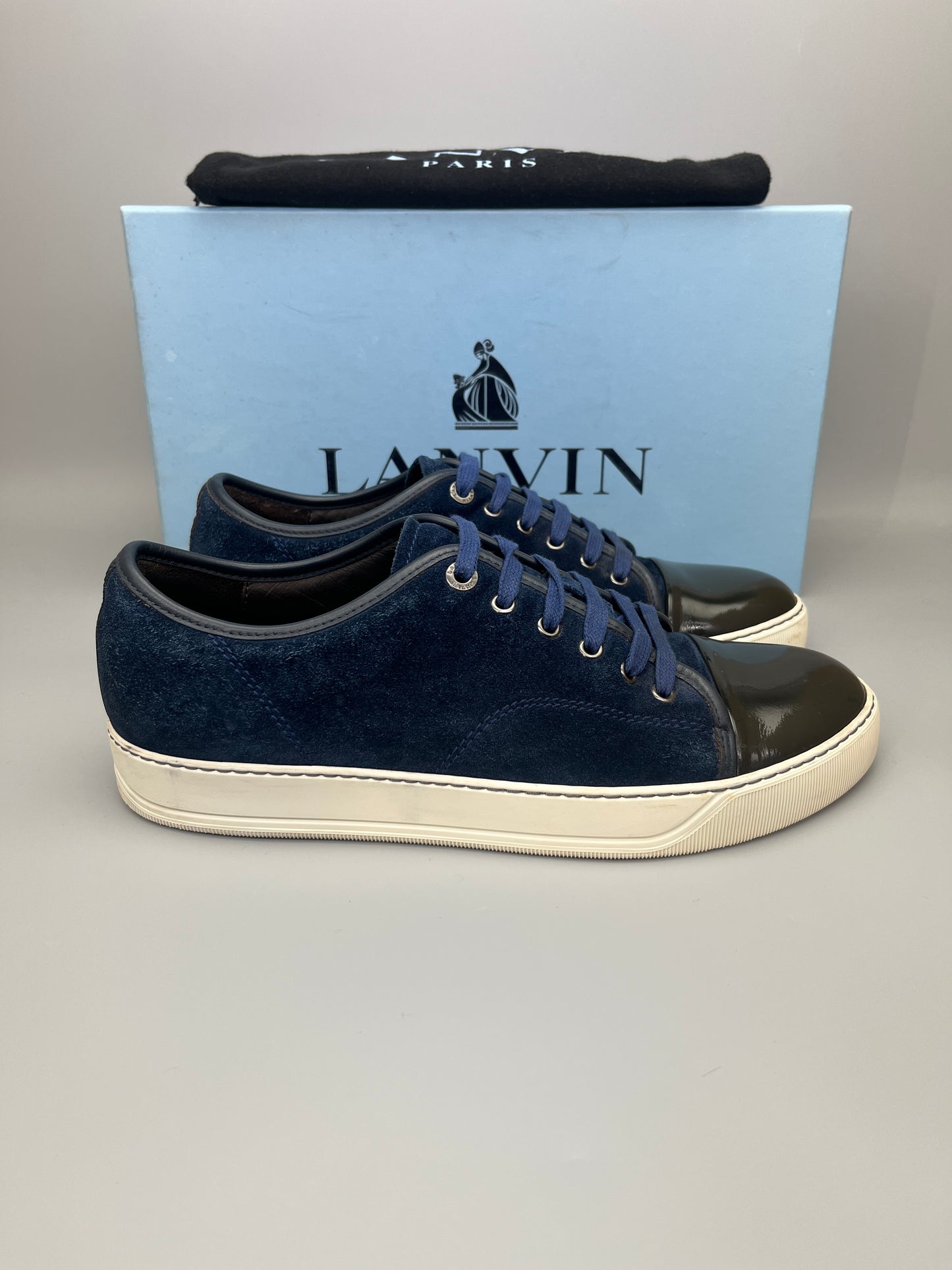 Lanvin Dbb1 Patent Cap Toe Sneaker Blue | 42