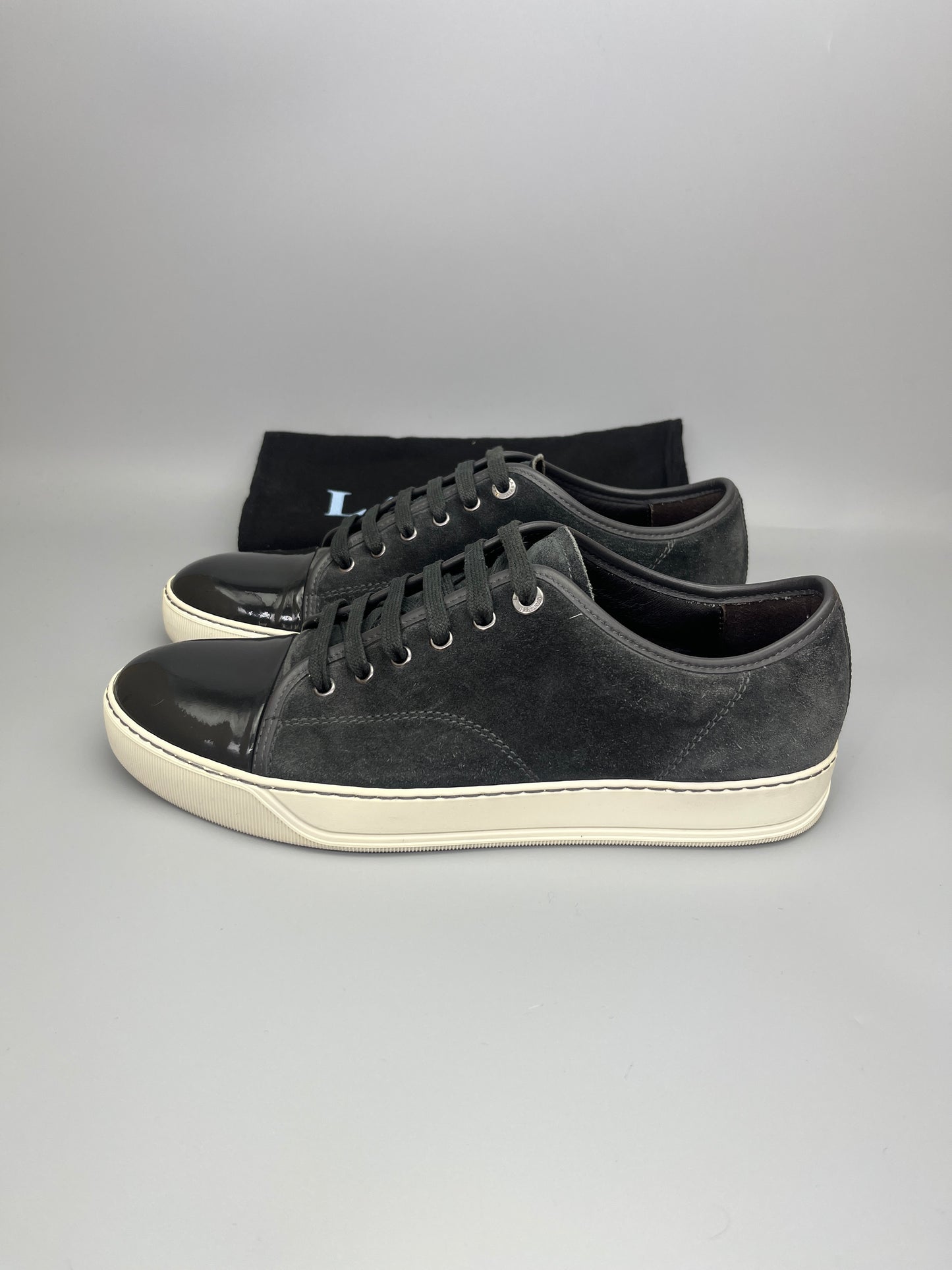 Lanvin Dbb1 Patent Cap Toe Sneaker Elephant Grey | 42
