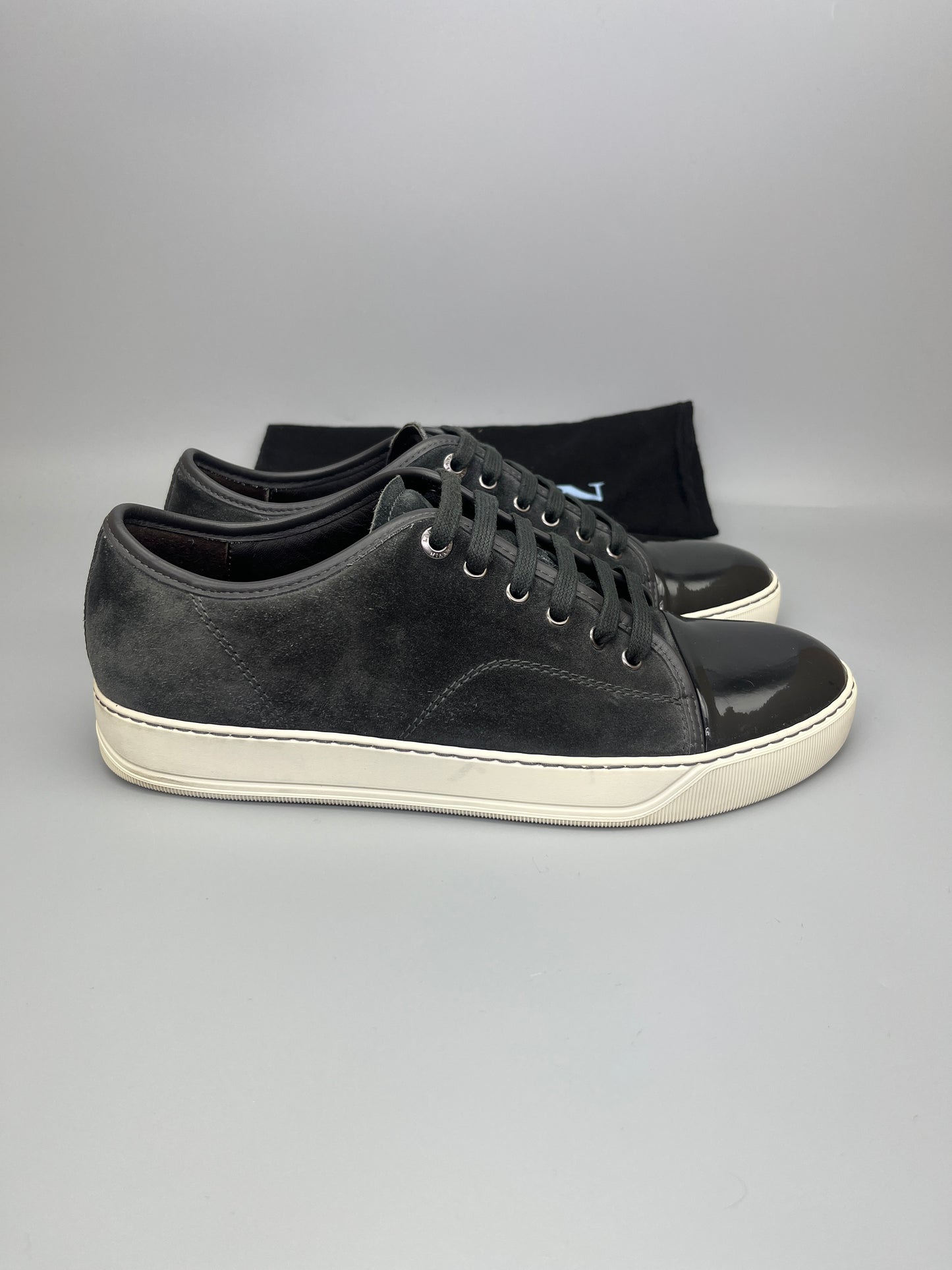Lanvin Dbb1 Patent Cap Toe Sneaker Elephant Grey | 42