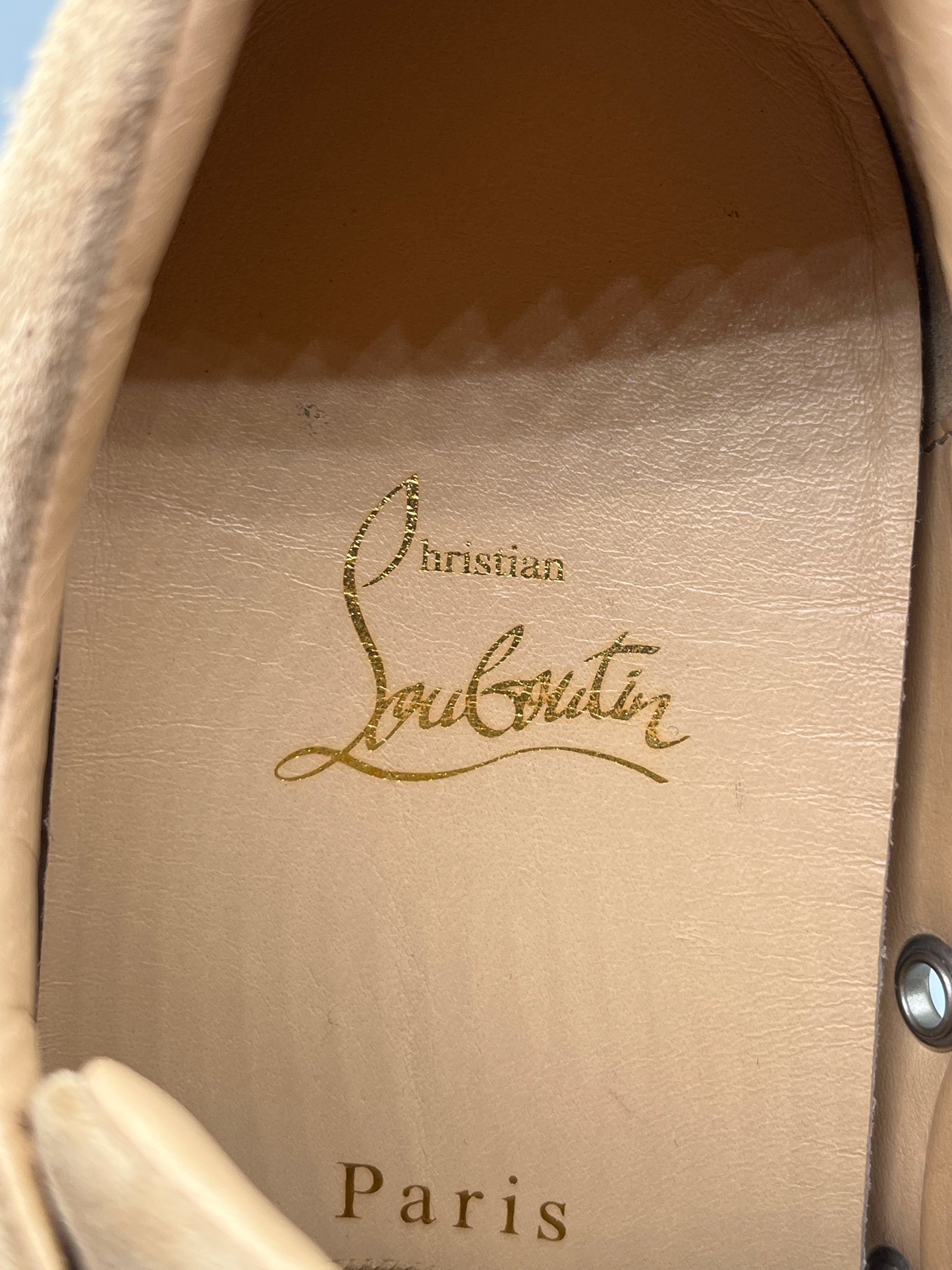 Christian Louboutin Louis Junior Spikes Mesh Sneaker Beige | 41