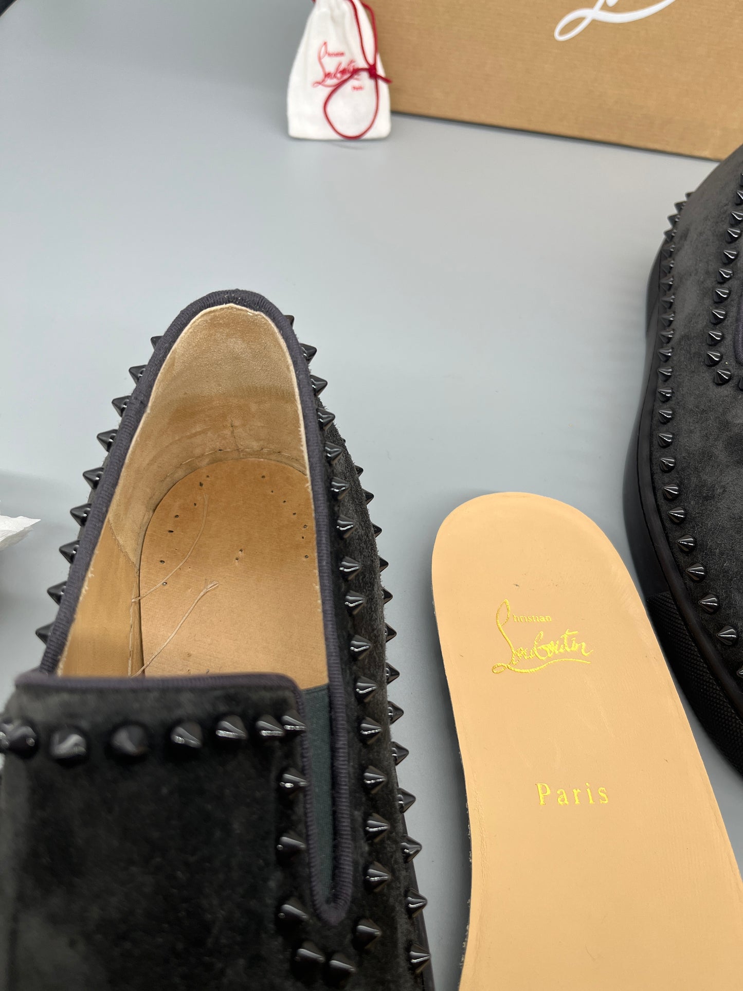 Christian Louboutin Pik Boat Spikes Sneaker Grey | 42.5