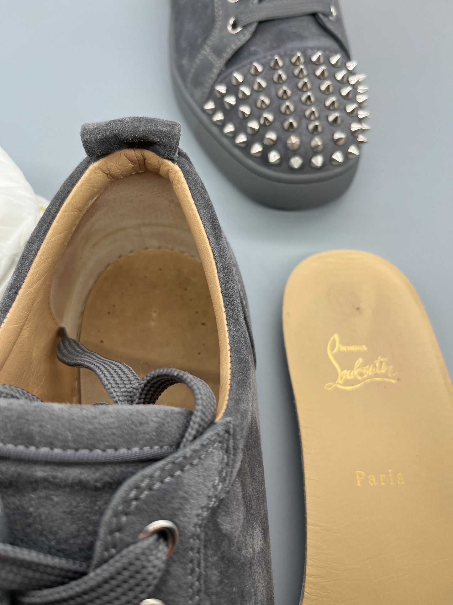 Christian Louboutin Louis Junior Spikes Sneaker Grey | 42