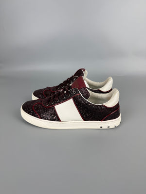 Valentino Flycrew Sneaker Burgundy Glitter | 40
