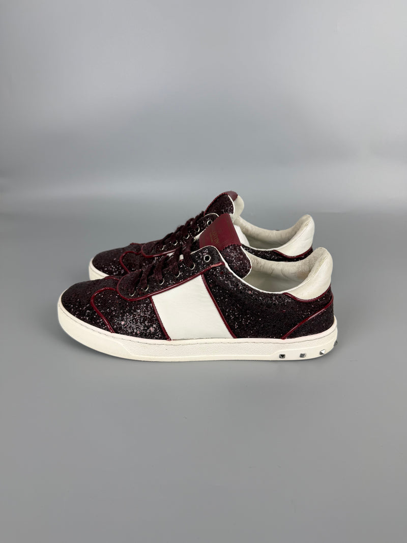 Valentino Flycrew Sneaker Burgundy Glitter | 40