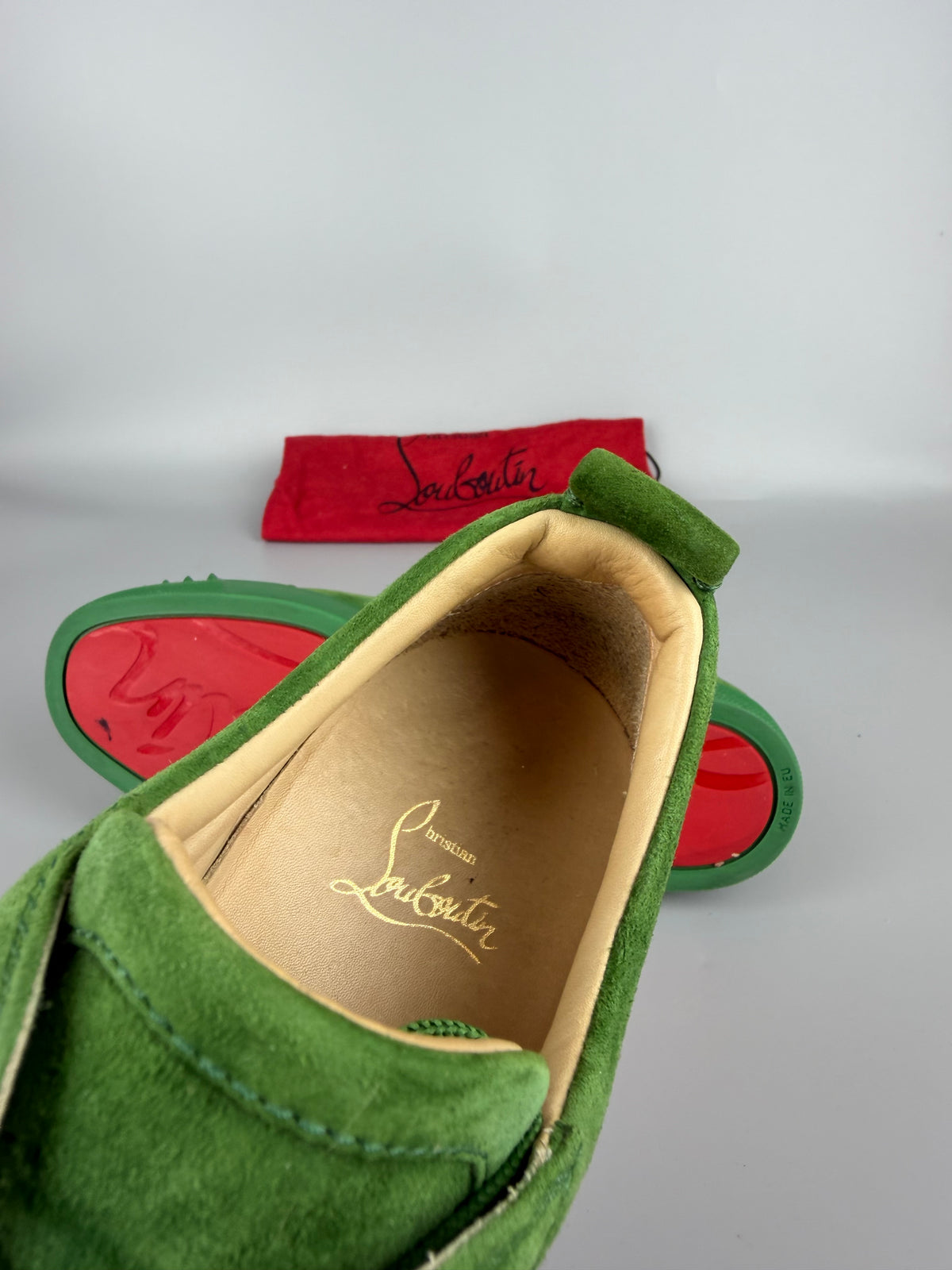 Christian Louboutin Louis Junior Spikes Sneaker Green | 41.5