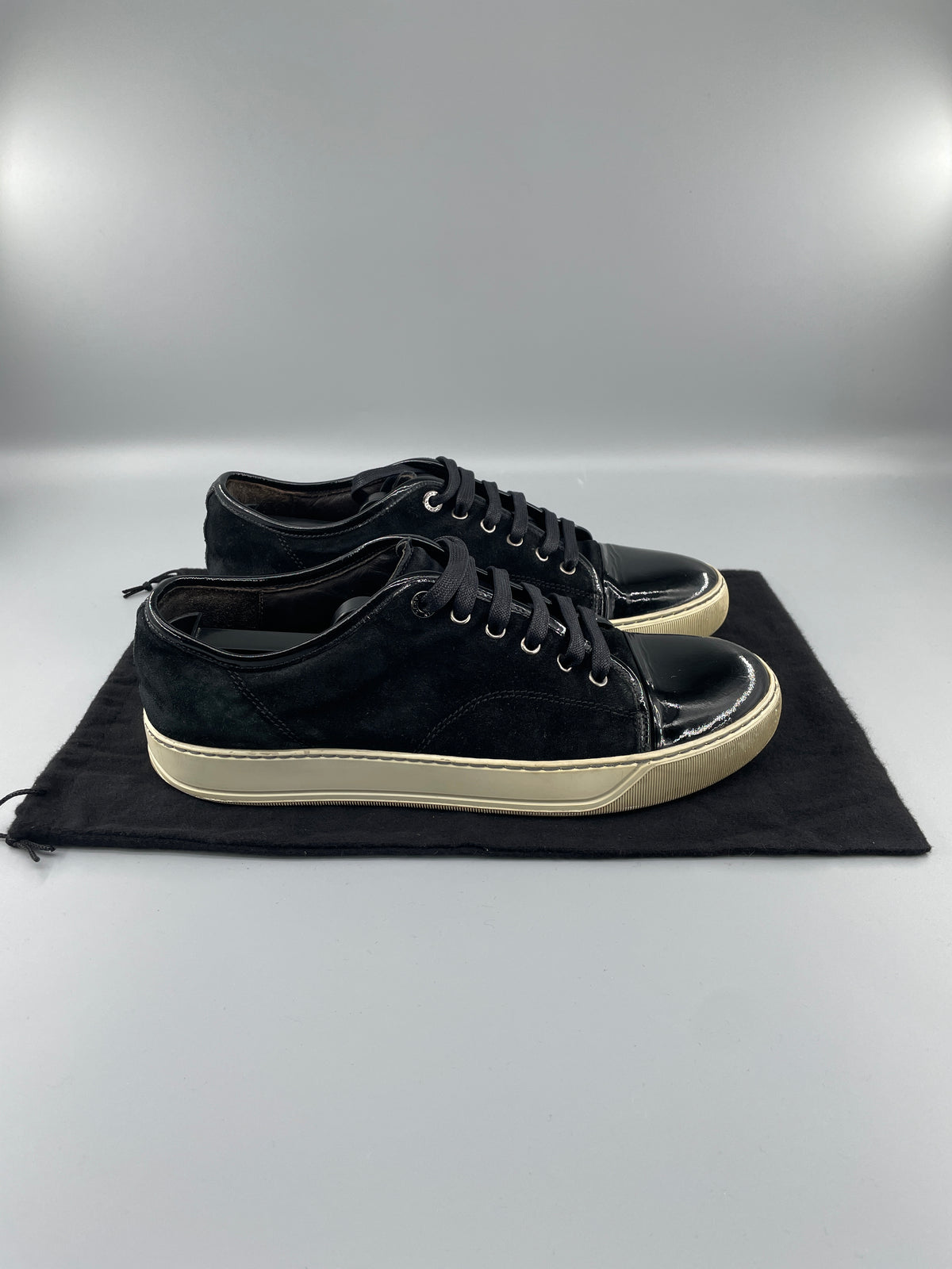 Lanvin Dbb1 Patent Cap Toe Sneaker Black | UK8
