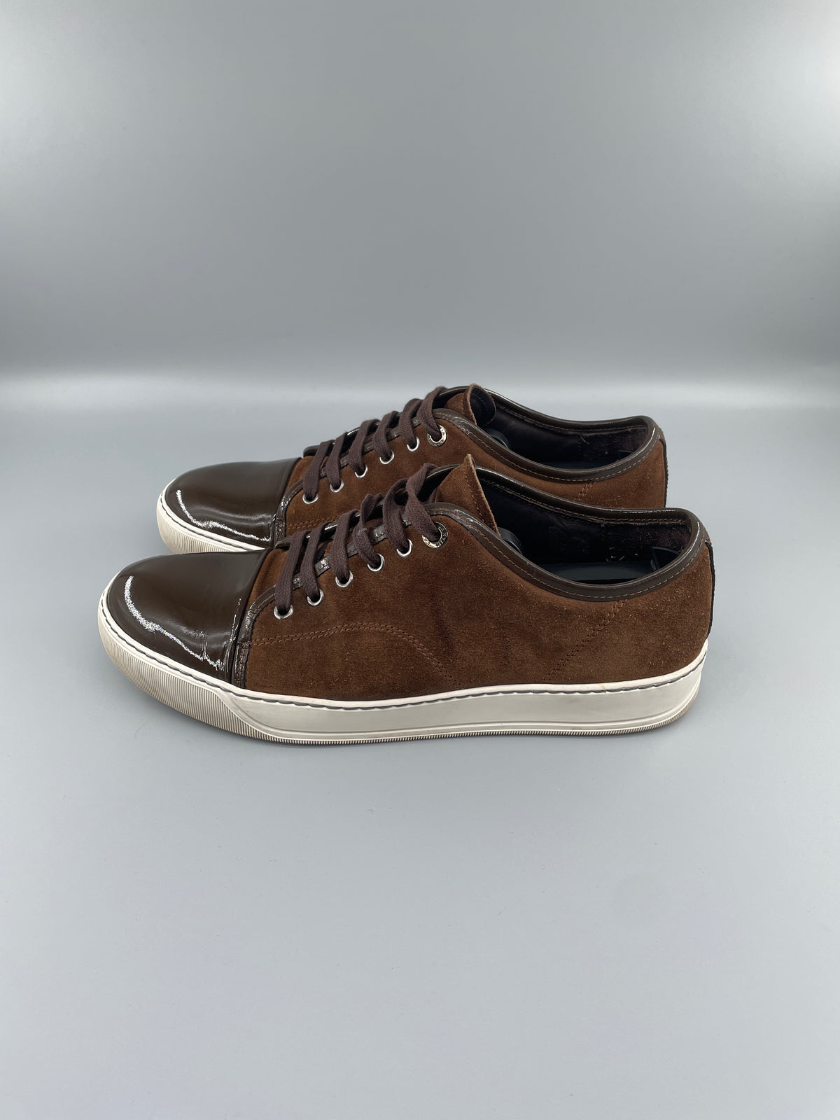 Lanvin Dbb1 Patent Cap Toe Sneaker Brown | UK7
