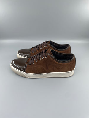 Lanvin Dbb1 Patent Cap Toe Sneaker Brown | UK7