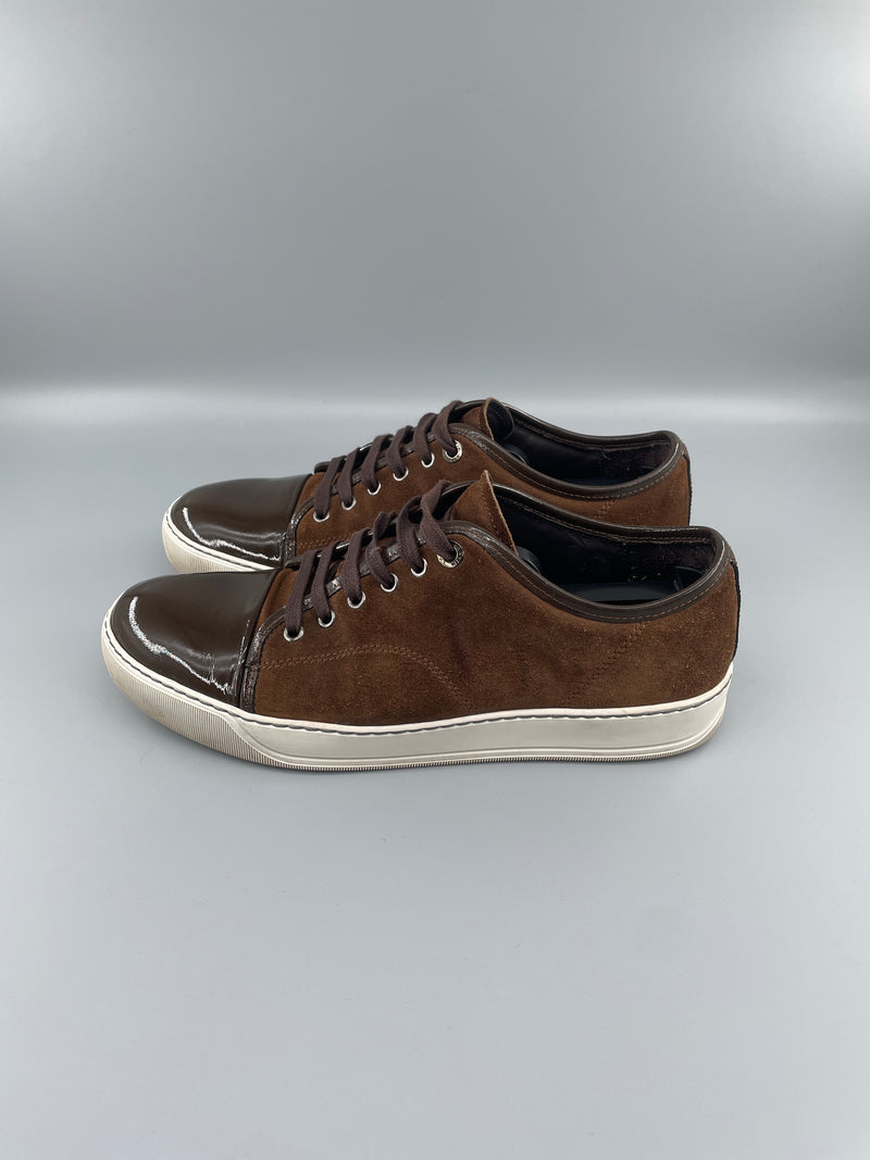 Lanvin Dbb1 Patent Cap Toe Sneaker Brown | UK7