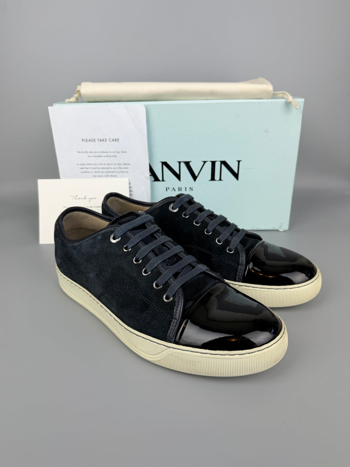 Lanvin Dbb1 Patent Cap Toe Sneaker Navy | 44