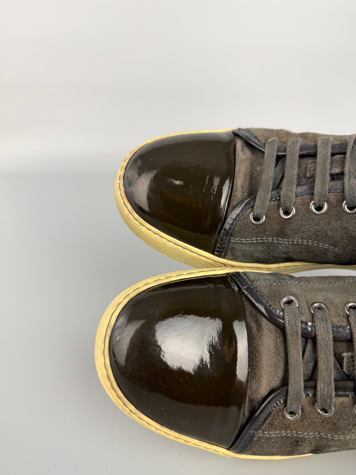 Lanvin Dbb1 Patent Cap Toe Sneaker Grey | 43