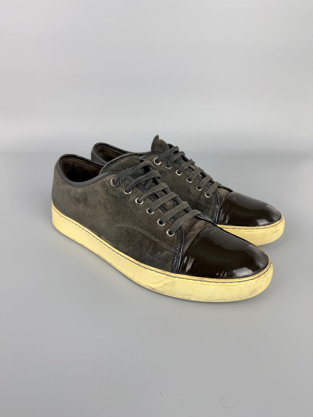 Lanvin Dbb1 Patent Cap Toe Sneaker Grey | 43