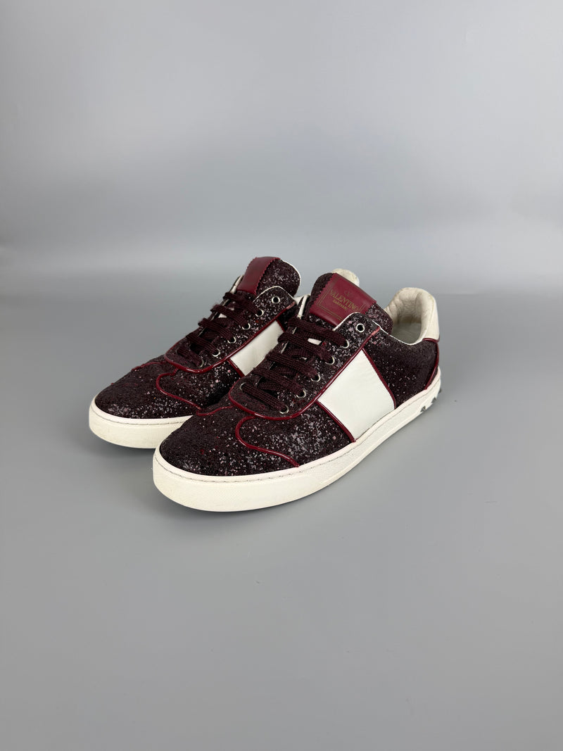 Valentino Flycrew Sneaker Burgundy Glitter | 40