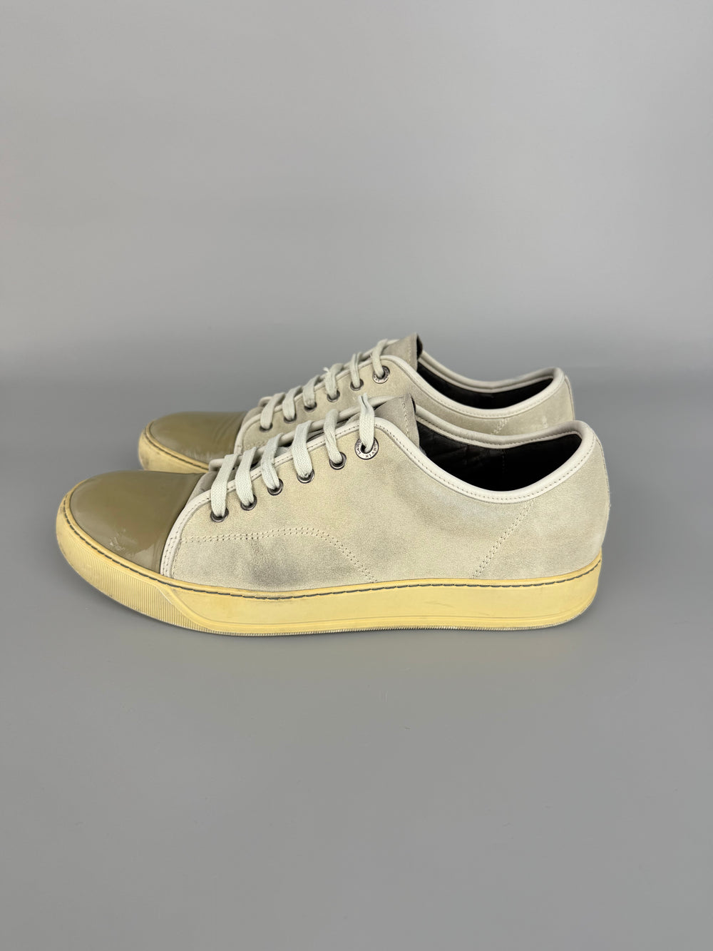 Lanvin Dbb1 Patent Cap Toe Sneaker Cream | 43