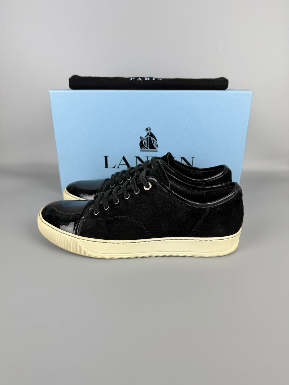 Lanvin Dbb1 Patent Cap Toe Sneaker Black | 44