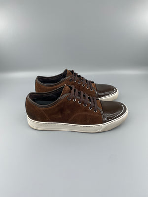 Lanvin Dbb1 Patent Cap Toe Sneaker Brown | UK7
