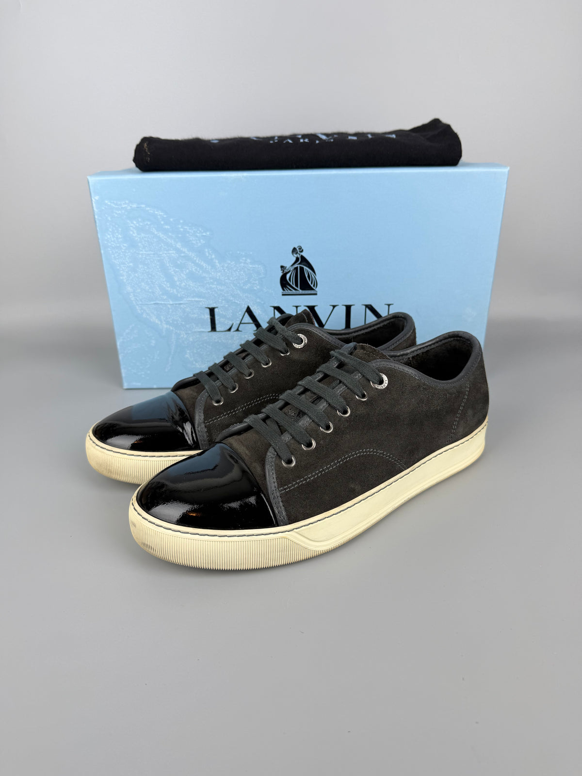 Lanvin Dbb1 Patent Cap Toe Sneaker Grey | 42