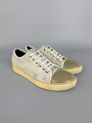 Lanvin Dbb1 Patent Cap Toe Sneaker Cream | 43