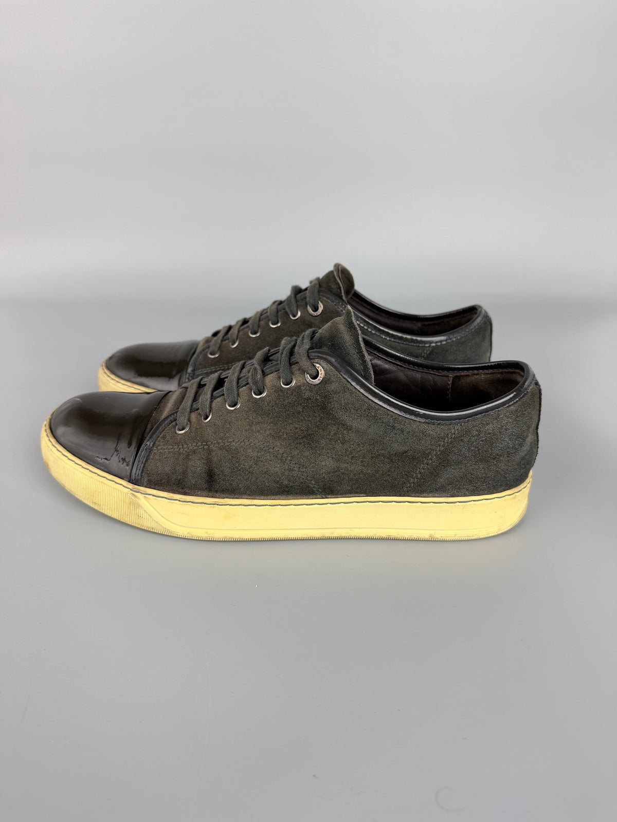 Lanvin Dbb1 Patent Cap Toe Sneaker Grey | 43