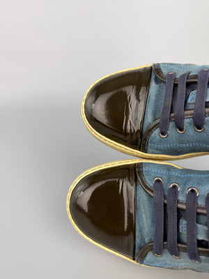 Lanvin Dbb1 Patent Cap Toe Sneaker Blue | 40