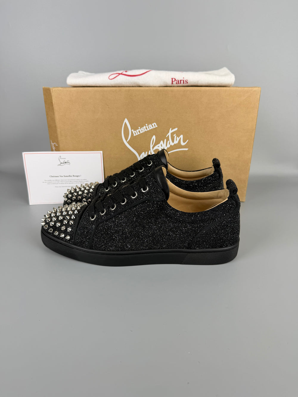 Christian Louboutin Louis Junior Spikes Glitter Sneaker | 41.5
