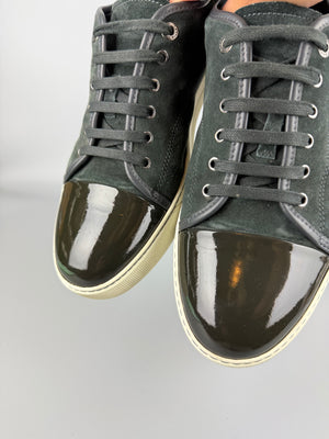 Lanvin Dbb1 Patent Cap Toe Sneaker Elephant Grey | 45