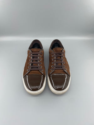 Lanvin Dbb1 Patent Cap Toe Sneaker Brown | UK7