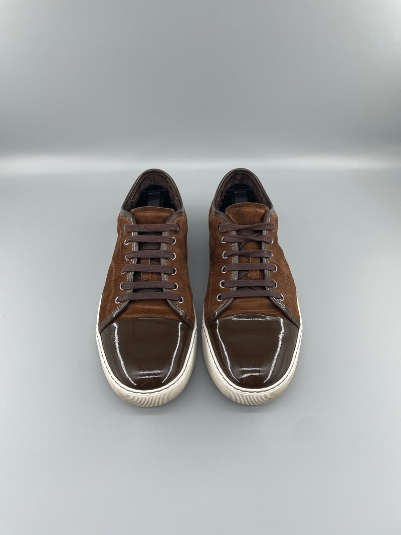 Lanvin Dbb1 Patent Cap Toe Sneaker Brown | UK7