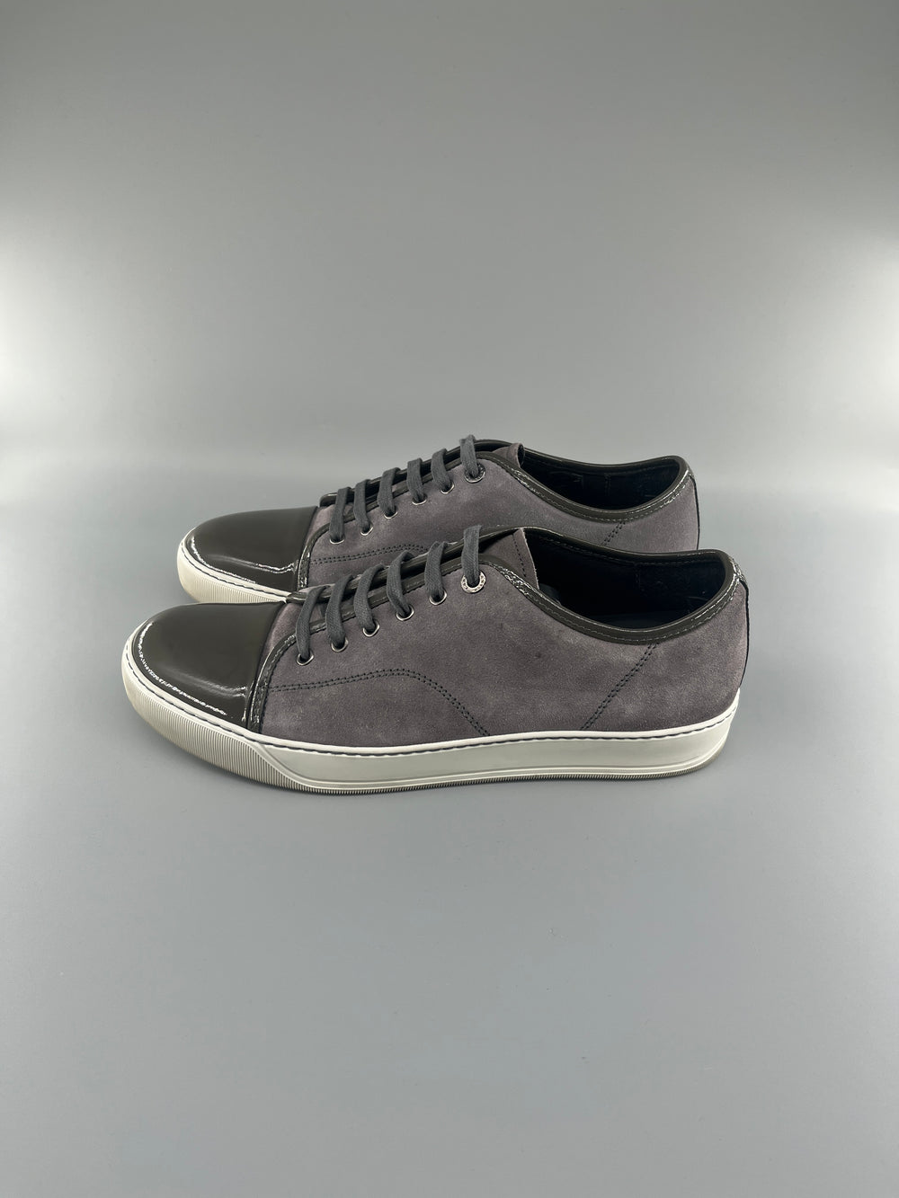 Lanvin Dbb1 Patent Cap Toe Sneaker Grey | UK9