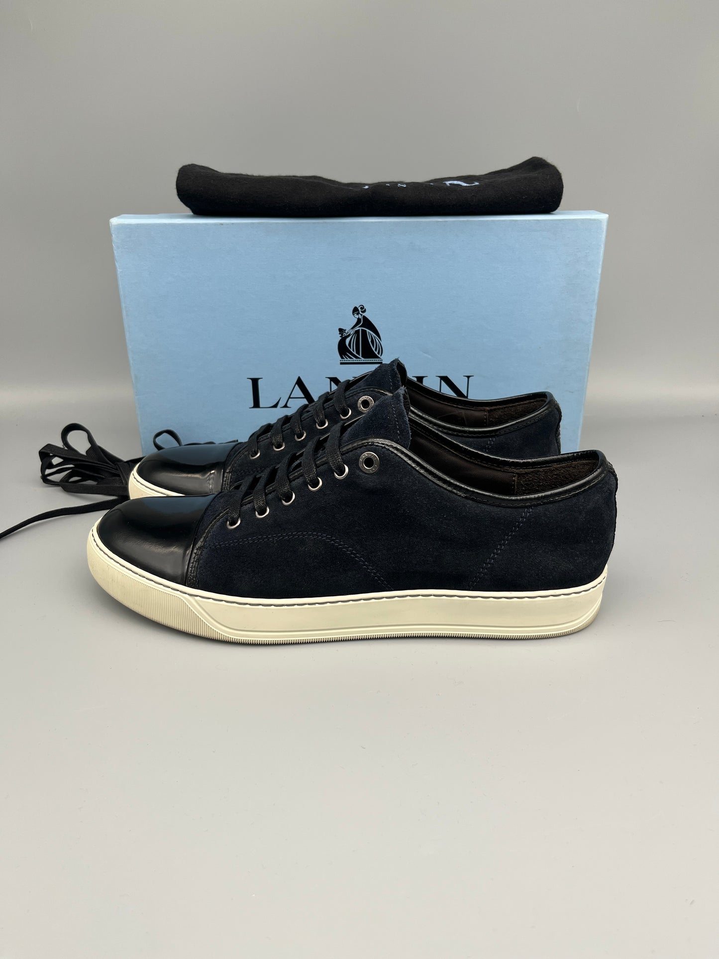 Lanvin Dbb1 Patent Cap Toe Sneaker Navy | 45