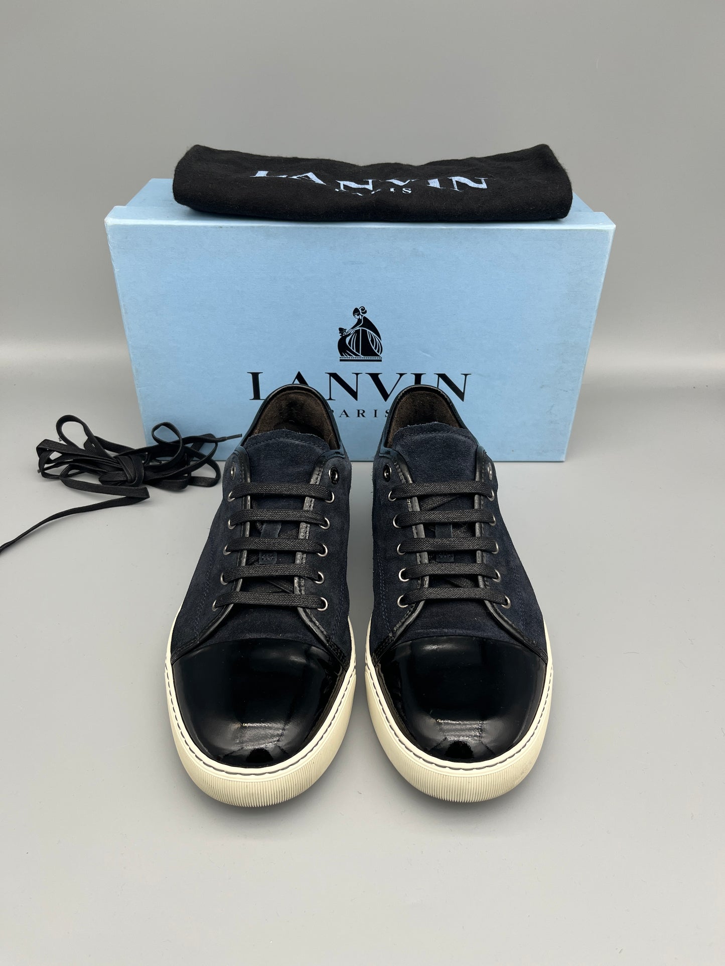 Lanvin Dbb1 Patent Cap Toe Sneaker Navy | 45
