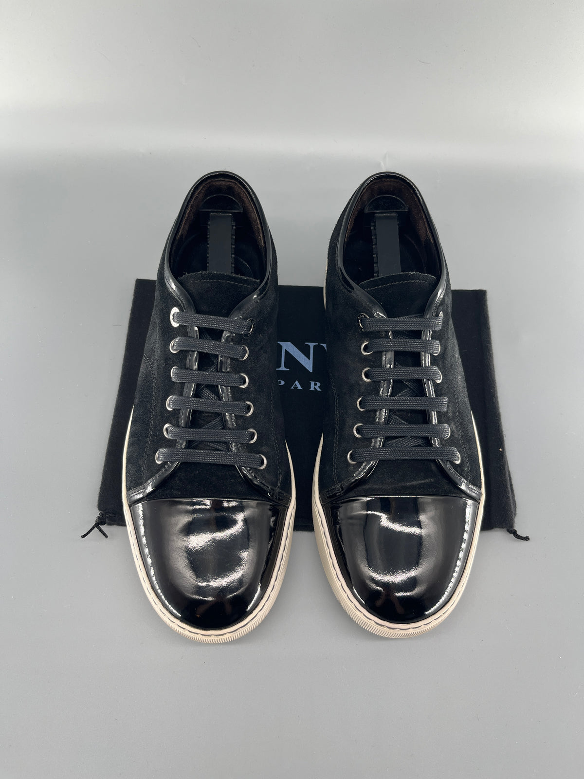 Lanvin Dbb1 Patent Cap Toe Sneaker Black | UK9