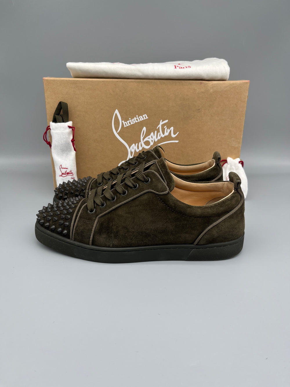 Christian Louboutin Louis Junior Spikes Sneaker Dark Green | 42.5