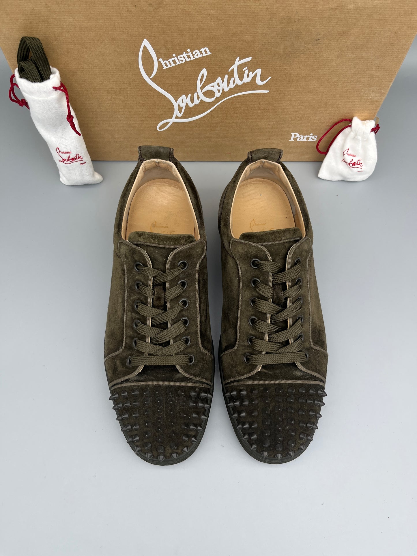 Christian Louboutin Louis Junior Spikes Sneaker Dark Green | 42.5