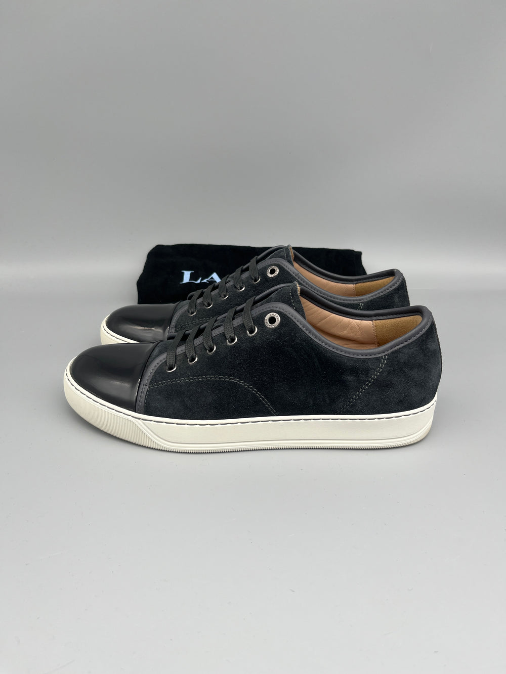 Lanvin Dbb1 Patent Cap Toe Sneaker Elephant Grey | 43