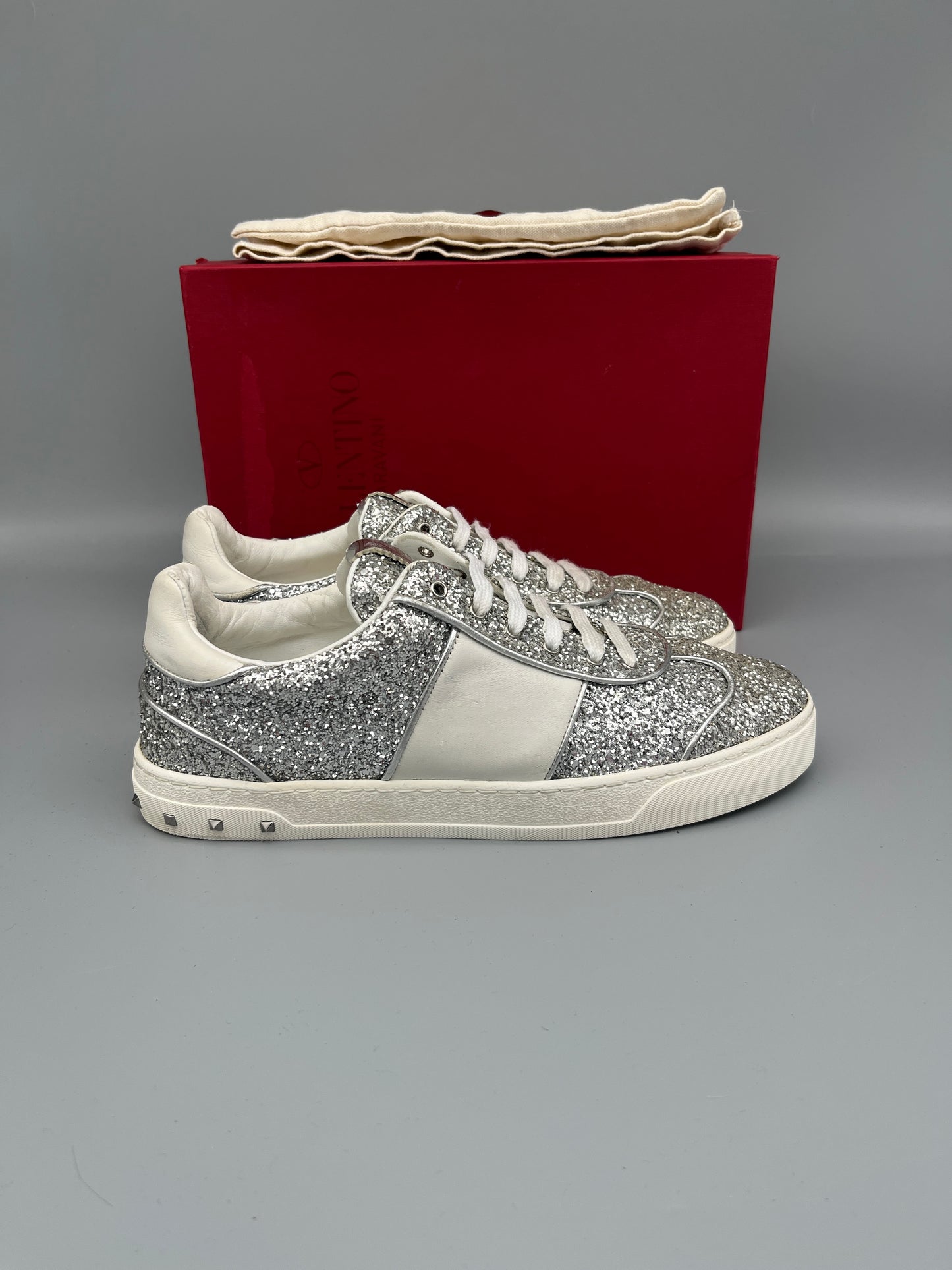 Valentino Flycrew Sneaker Silver Glitter | 40
