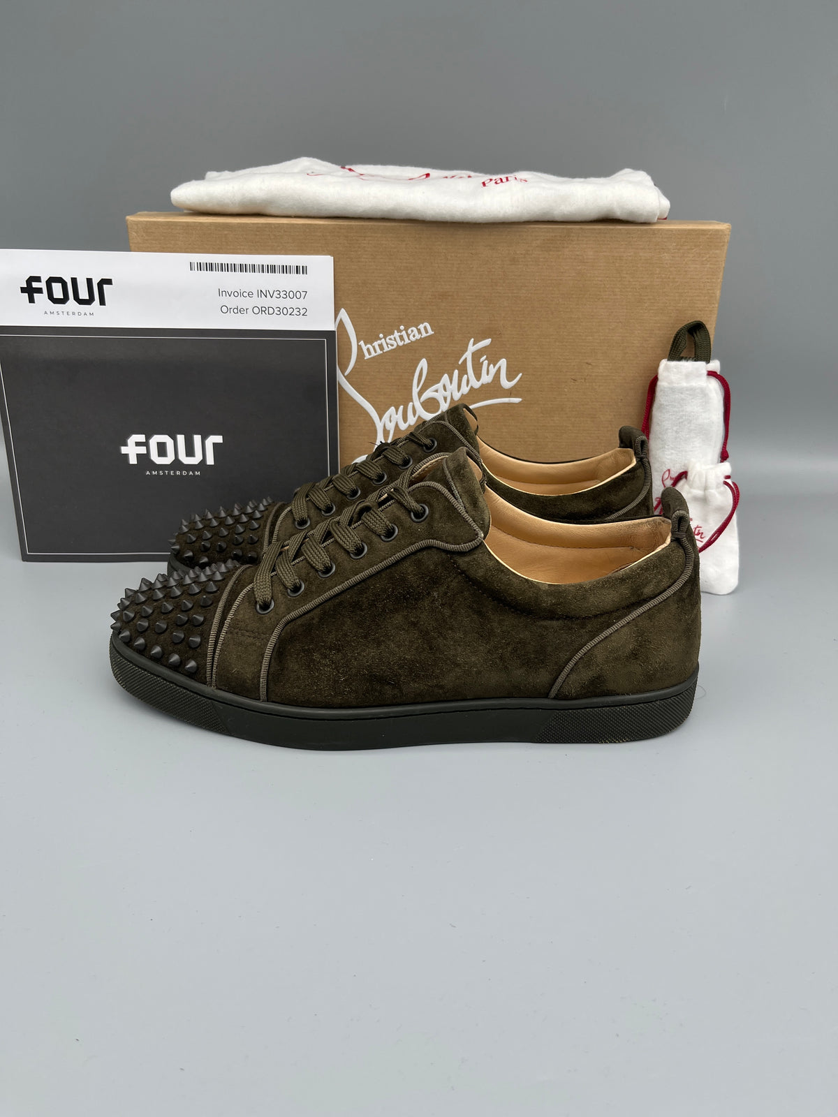 Christian Louboutin Louis Junior Spikes Sneaker Dark Green | 43