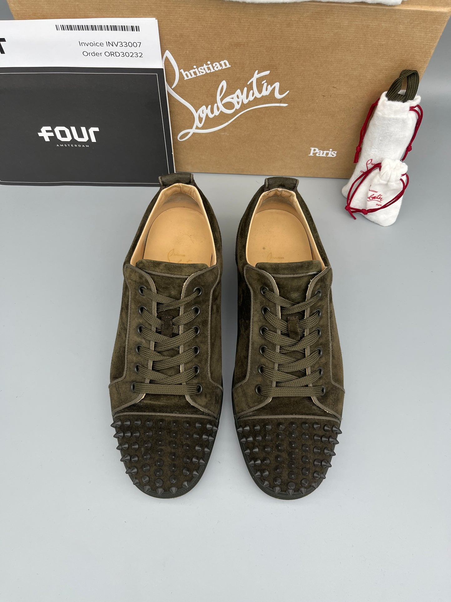 Christian Louboutin Louis Junior Spikes Sneaker Dark Green | 43