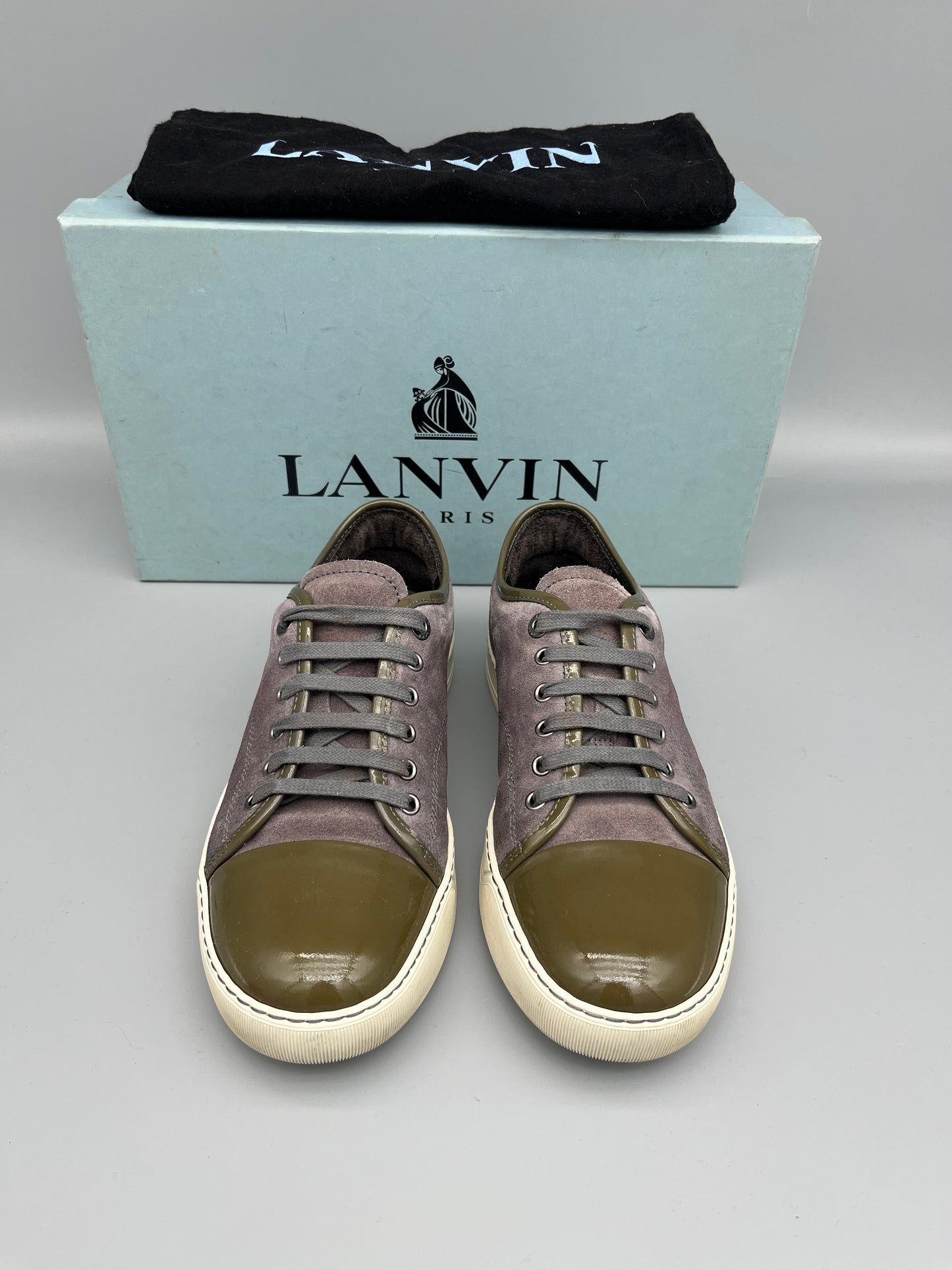 Lanvin Dbb1 Patent Cap Toe Sneaker Grey | 41