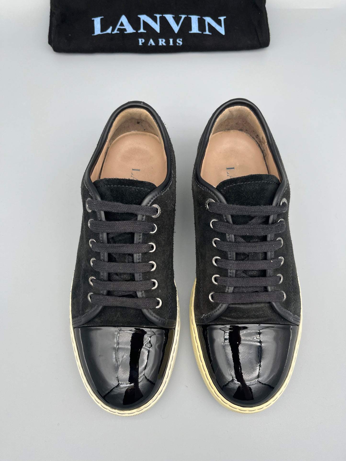 Lanvin Dbb1 Patent Cap Toe Sneaker Black | 41