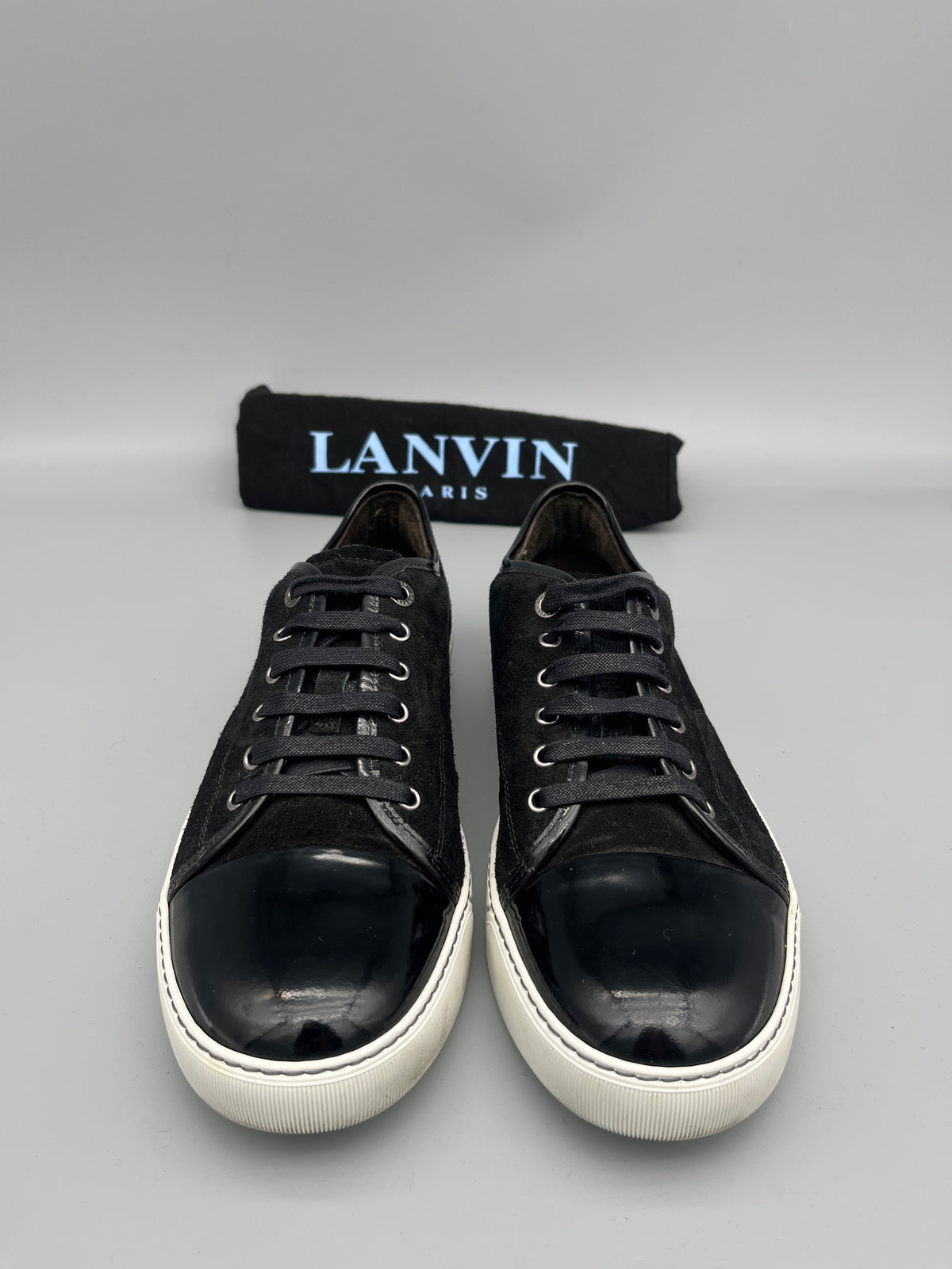 Lanvin Dbb1 Patent Cap Toe Sneaker Black | 43