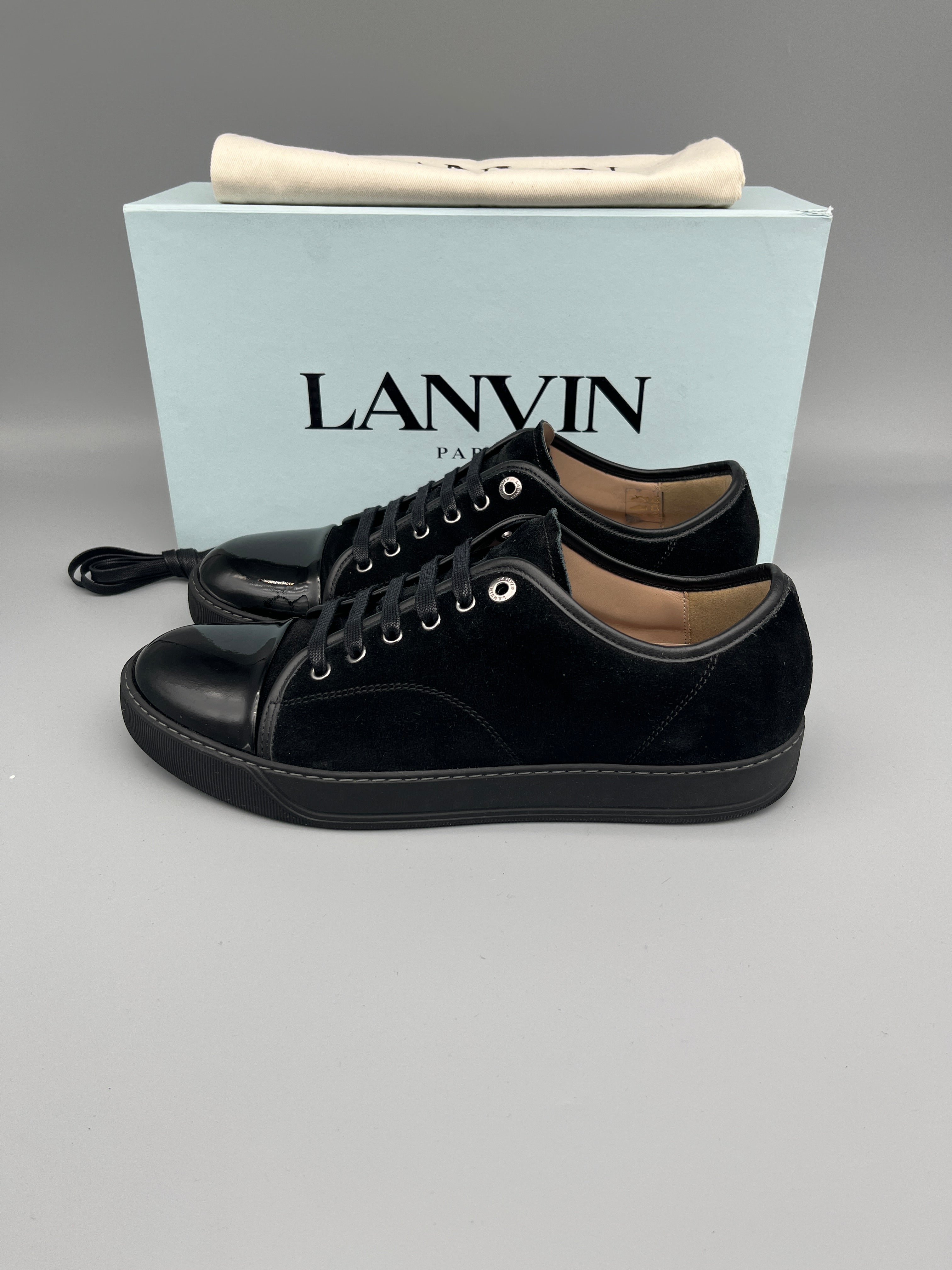 Lanvin Dbb1 Patent Cap Toe Sneaker Black | 44