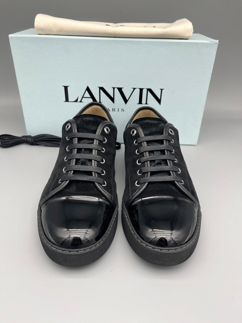 Lanvin Dbb1 Patent Cap Toe Sneaker Black | 44