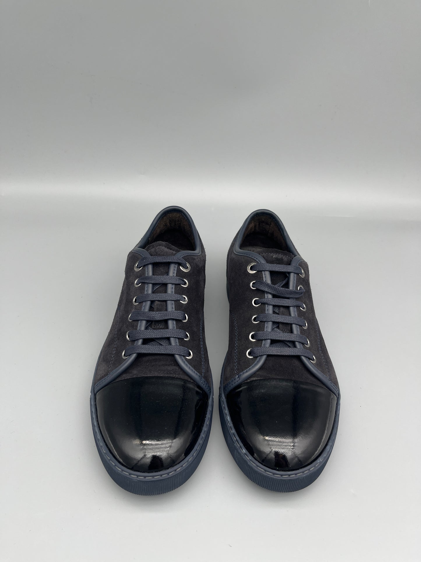 Lanvin Dbb1 Patent Cap Toe Sneaker Navy | 44