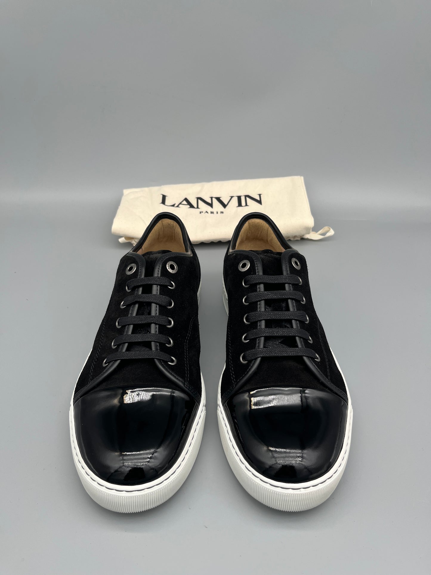 Lanvin Dbb1 Patent Cap Toe Sneaker Black | 44
